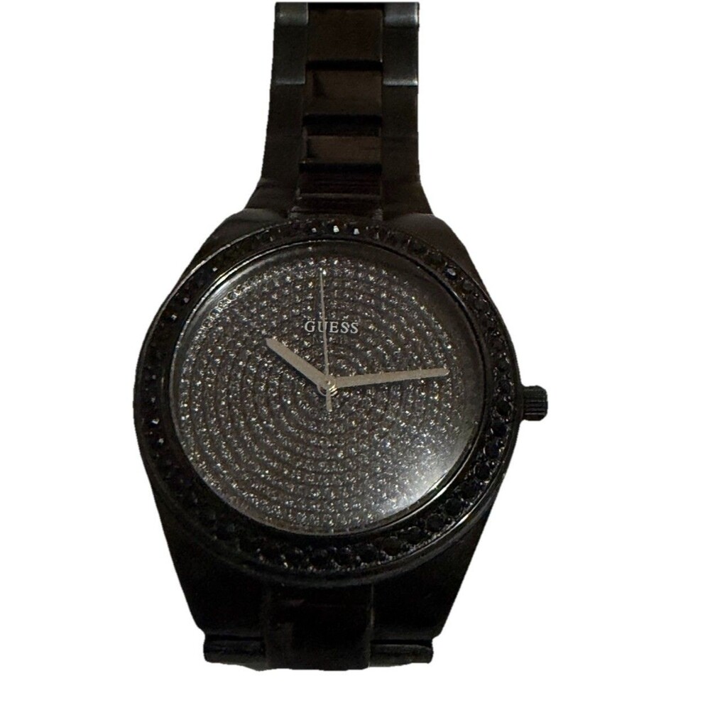 Guess Watch Womens Crystal Accents‎ Stainless Steel Black
